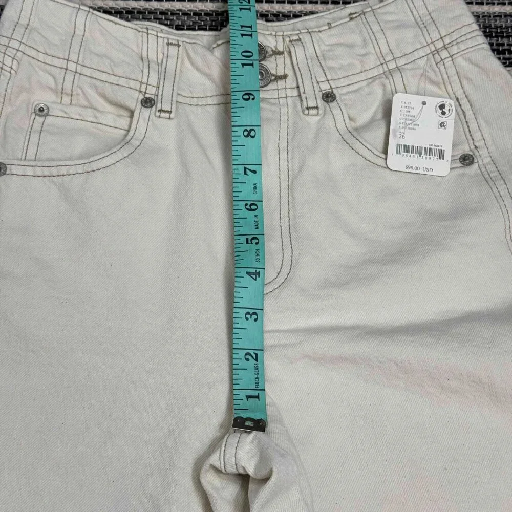Free People We The Free Aster Straight Leg Jeans 100%‎ Cotton Cream Size 26